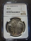 1921 $1 NGC MS 63 Morgan Silver Dollar