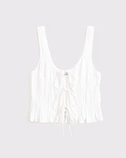 BEST DEAL🔥 Abercrombie & Fitch Ruched Tie-Front Top white