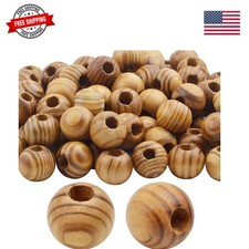 Natural Wooden Beads, 100 Pieces 18mm Diameter Round Loose Spacer Beads Large...