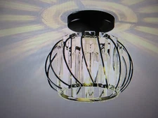 YANSUN 1-Light Black Semi Flush Mount, Modern Ceiling Light with Shade