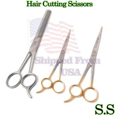 Hair Cutting Scissors Precision 3-piece Barber Shears Set Gold Handle Thinning