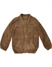Gimo's Womens Suede Bomber Jacket Uk 12 Medium Brown Ap10
