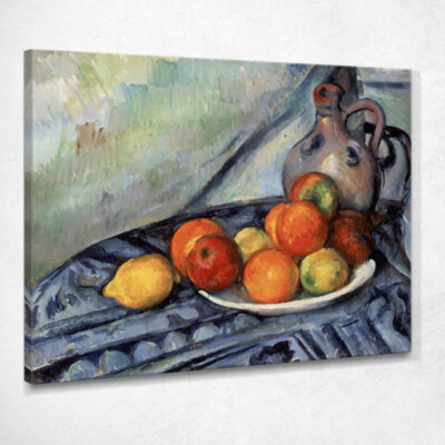 Obst und ein Krug auf einem Tisch Paul Cézanne, pcz26 Gemälde auf Leinwand gedruckt