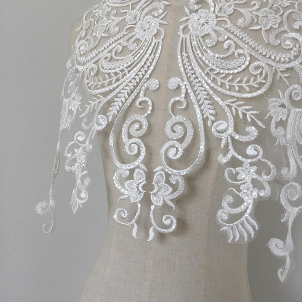 OFF WHITE Costume Bianco Off Artigianato Pizzo Applique Ricamo Floreale Abito da Sposa Finitura 1 PZ