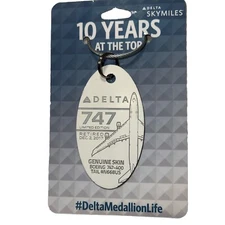 Delta Airlines Boeing 747 Plane Tags White N668US Diamond Medallion Day One