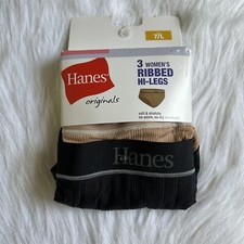 Hanes Underwear Womens Size 7/L Ribbed Hi-Legs 3 Pack Panties
