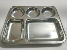 Party Serving BBQ Stainless Steel Divided Plates 5 Section Kids Portion Control