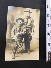Real Photo Postcard Men Posing In Military Uniform Outfils Post Card