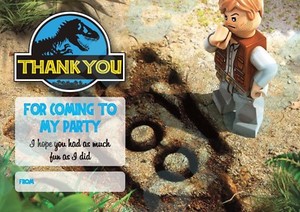 Jurassic Park Lego Pied Pack De 10 Merci Cartes Enfants Anniversaire Ebay