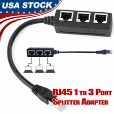 RJ45 LAN Ethernet 1 to 3 Port Splitter Cable Network Cat5/5e/7/6 Adapter Socket
