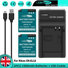2× EN-EL12 Battery & Charger For Nikon CoolPix P300 P310 P330 A900 B600 S8000 31