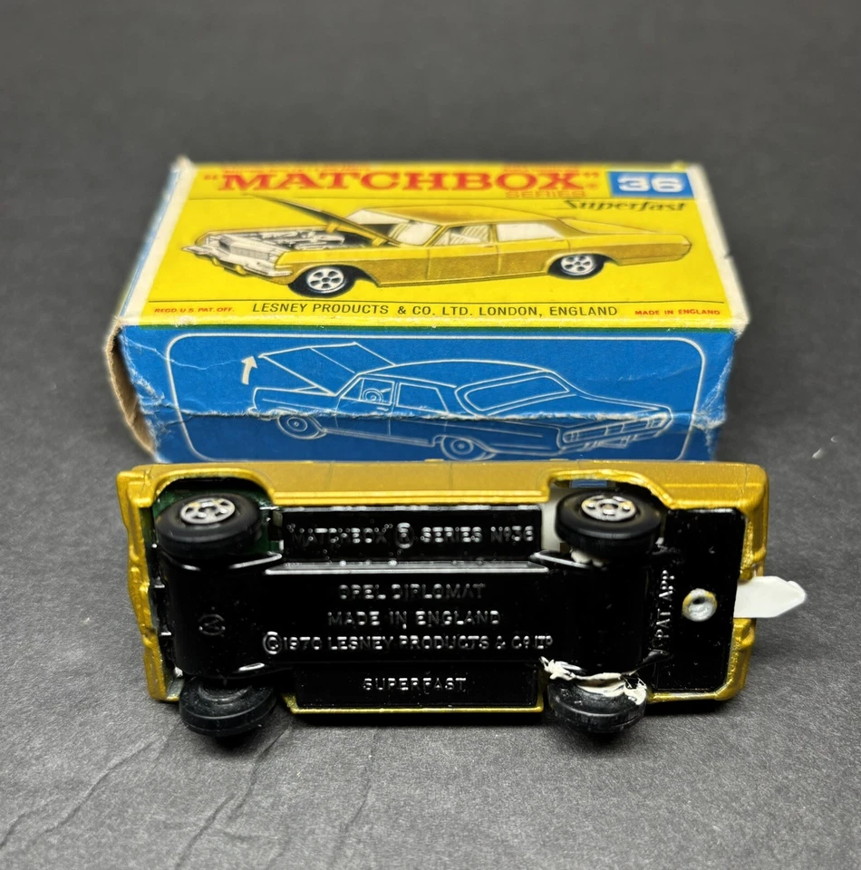 Lesney Matchbox Superfast MB36 Opel Diplomat, Gold, (Read Description) - Image 3 of 4