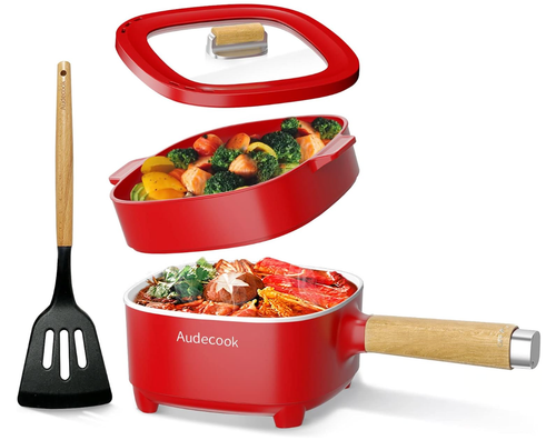2L Electric Hot Pot & 8-Inch Ceramic Frying Pan - Portable Cooker with Gift Spat