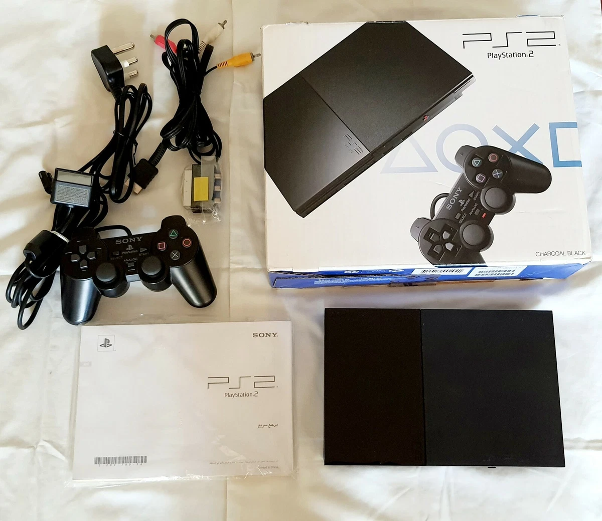 Black Playstation 2 Slim Console + 2 Dual Shock Controller PAL