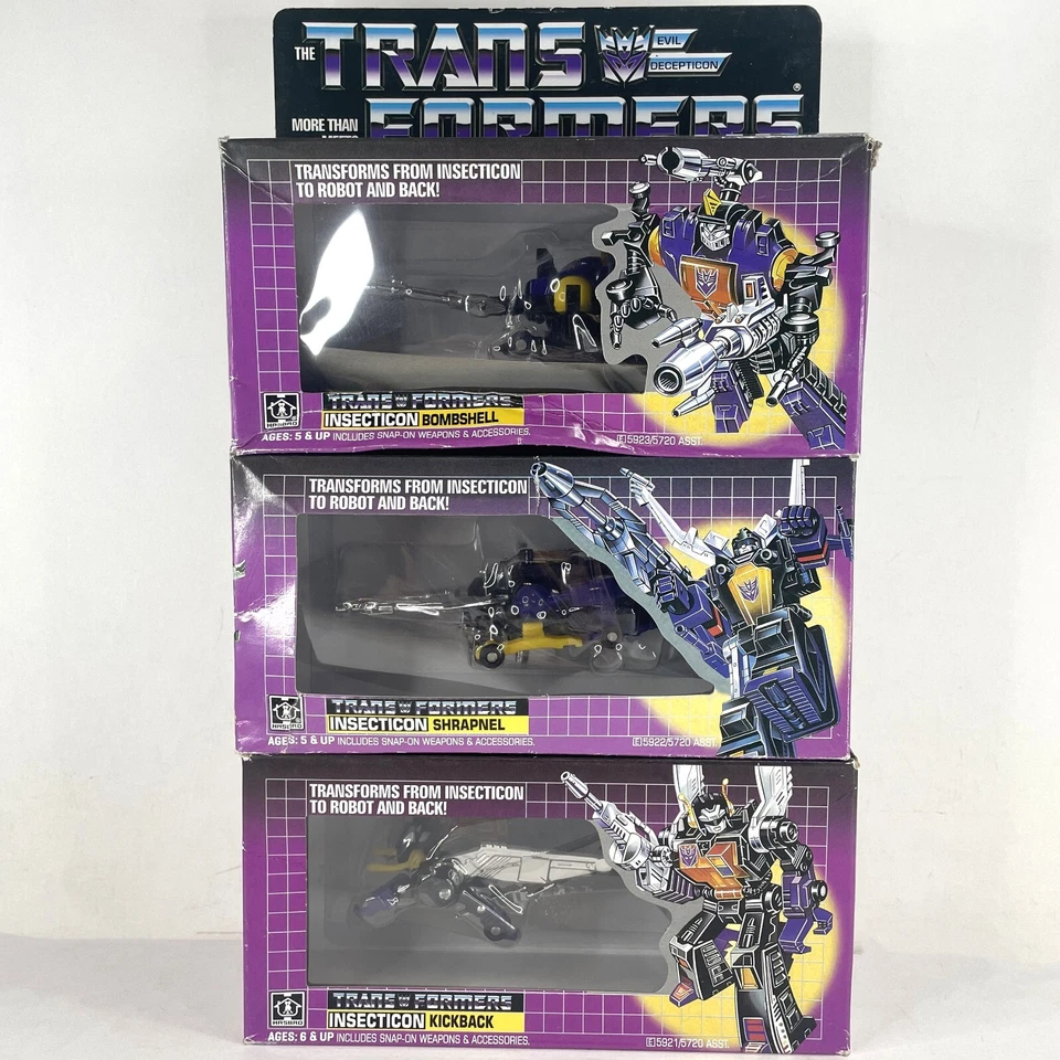 3 Pcs Transformers G1 Insecticon Team Bombshell Shrapnel Kickback Action Figure - Image 2 of 4