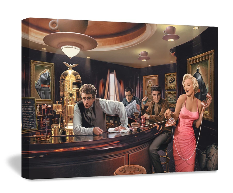 Marilyn Monroe Elvis Presley James Dean Humphrey Bogart 03 Decoración PÓSTER LIENZO Foto 3 de 3