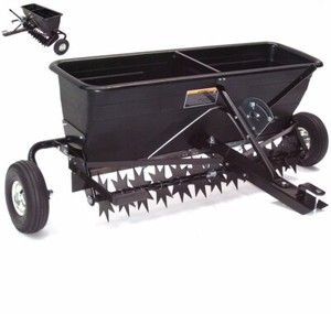 Anhänger Rasenlüfter Rasenbelüfter 102cm Vertikutierer mit Streuwagen