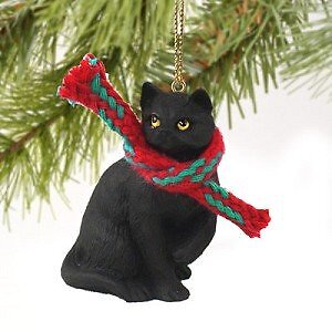 Conversation Concepts Tiny Ones Black Cat Ornament with Scarf, 2''
