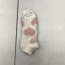 Worlds Softest White & Pink Heart Fuzzy Socks Women's Size 6-11 NEW