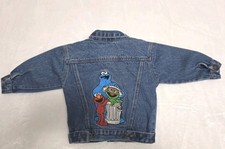 Vintage Sesame Street Toddler Embroidered Blue Denim Jacket Size 18m