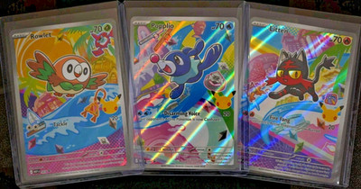 Pokemon First Partner Illustration Collection Rowlett 43 Litten 44 Popplio 45 NM