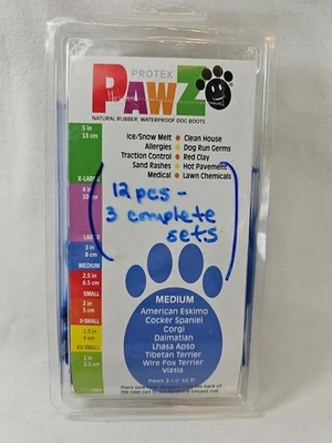 Protex Pawz Dog Boots Waterproof Natural Rubber Size Medium Blue Paw Size 2.5-3" - Image 1 of 4