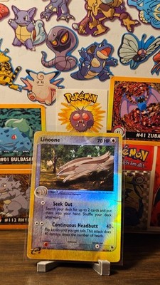 Linoone Reverse Holo 38/109 Ruby and Sapphire Pokemon Card - heavily played