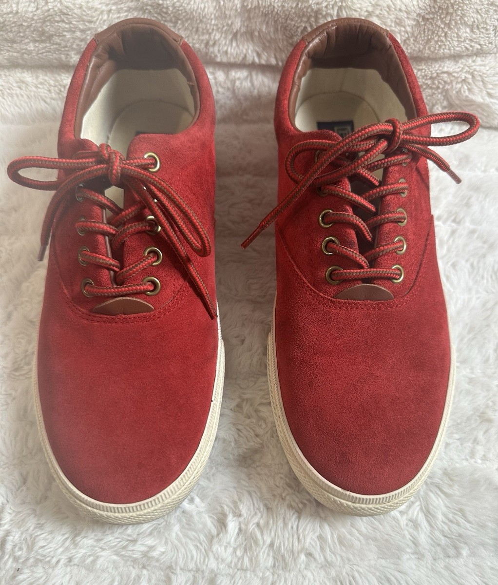 Polo Ralph‎ Lauren Vaughn Red & Gray Canvas Mens Shoes Sz 12D Preppy Ohio State Polo Ralph Lauren Vaughn Lace-Up Sneakers Dress Shoes Grey  main image 4