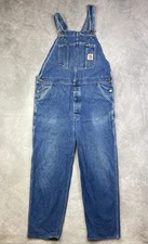 Carhartt R08 DNM Blue Jean Denim Workwear Overalls Size 40x30