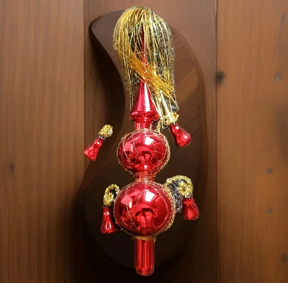 Christbaumspitze Rot mit 4 Glocken Wie Neu