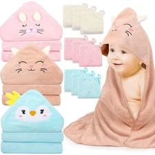 12 PCS Hooded Baby Towels, Soft Baby Towels, Absorbent Baby Bath Towels, 3 PCS