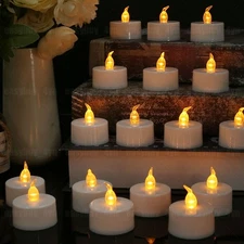 Flameless LED Tea Light Votive Candles w/Batteries - 200 Hours Runtime (24-Pack)