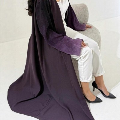 open lace back dress Amira Pleated Abaya main image 1