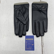 Gallery Seven Gloves Mens Large Black Vegan Leather Touchscreen Lined Winter