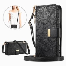 For Samsung Galaxy S26 S25 S24 FE Zipper Wallet Magnetic Flip Stand Case Strap