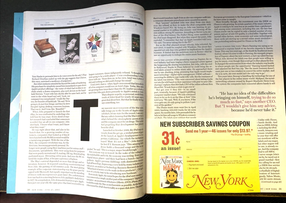 Steve Jobs iGod NEW YORK Magazine Science of Gaydar June 25, 2007 Newstand RARE - Image 4 of 4
