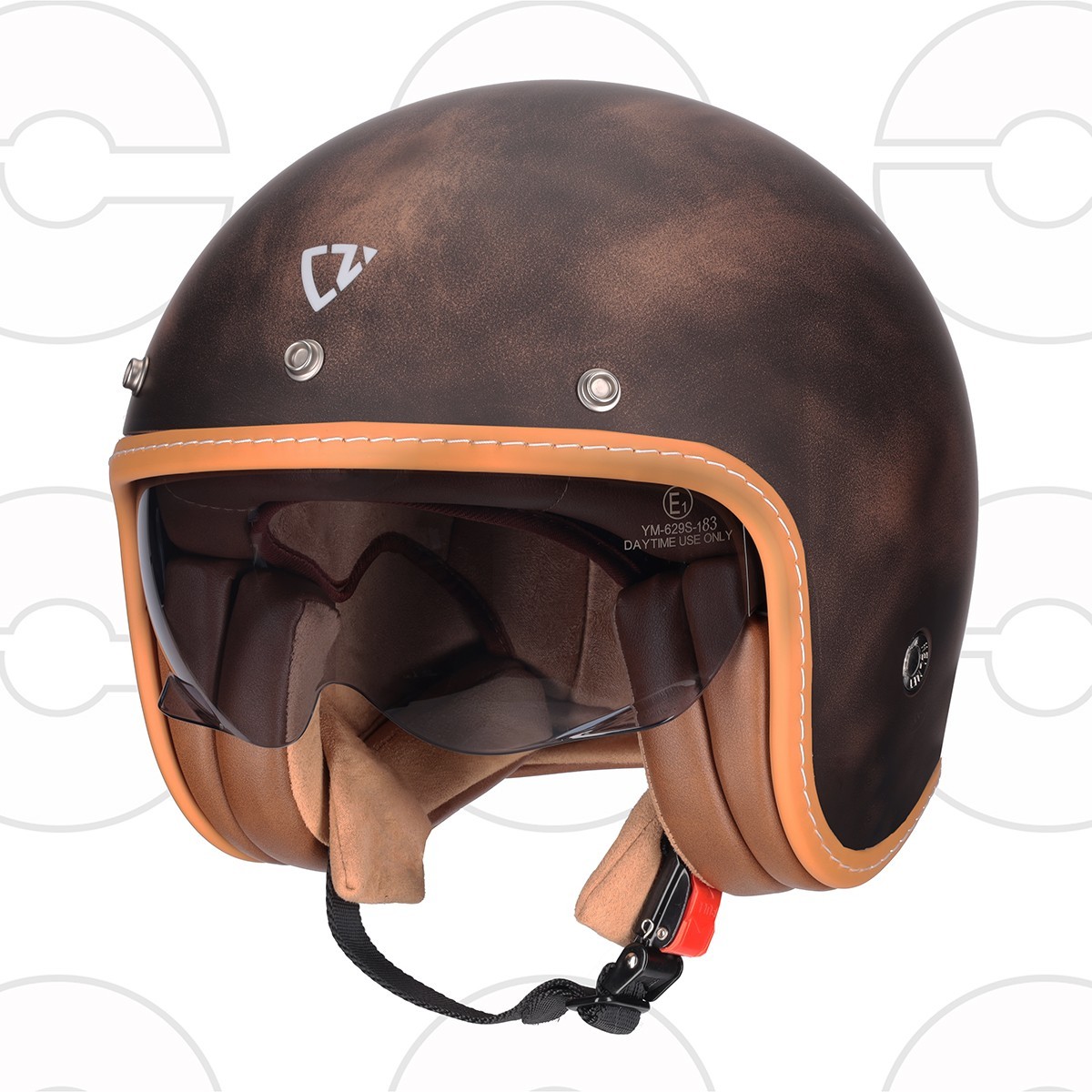 CRUIZER Casco Jet moto Vintage visiera sole metallo bronzo Omologato