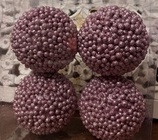 Lavender Christmas Ornament Set of 4 Large Balls 4 inch Spheres NEW Boxed Purple