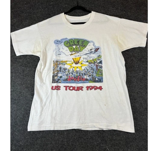 90s Green Day Dookie US Tour T Shirt Mens XL White 1990s vintage concert t-shirt, vintage, size XL, single stitch, B+ condition