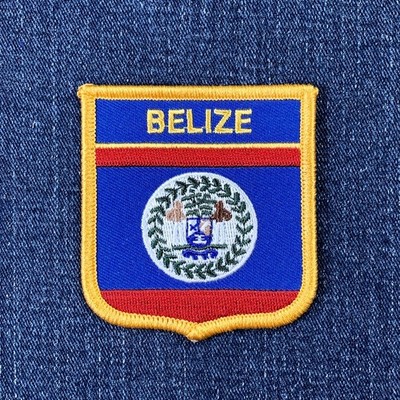 Belize Patch - Embroidered Flag Shield Badge 2.75'' (Iron On)