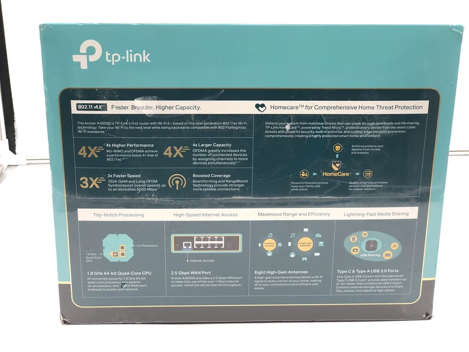 TP-Link | Archer AX6000 | Dual-Band Router Wireless | 8-Stream Gigabit - Image 3 of 4