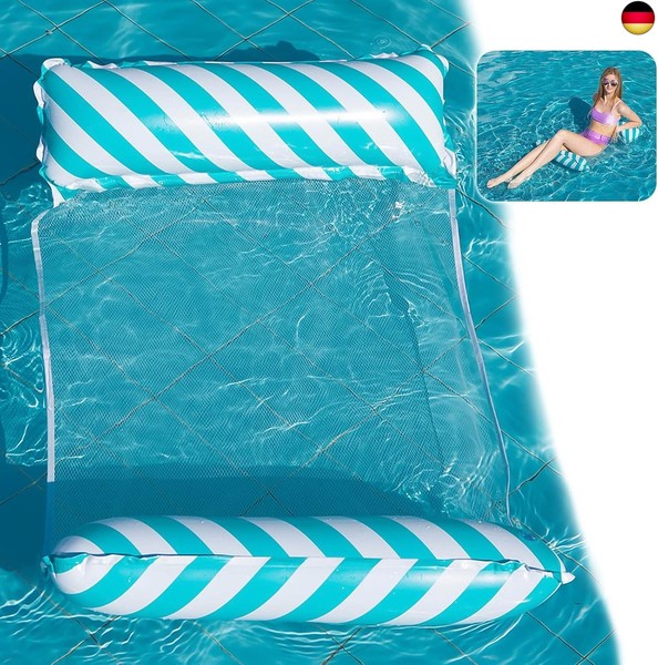 Wasser HäNgematte,Aufblasbares Schwimmbett 4-In-1Loungesessel Pool,Aufblasbare-image