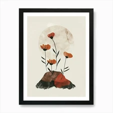 Sunset Geometry Mid Century Rhythms Framed Wall Art Poster Canvas Print Picture