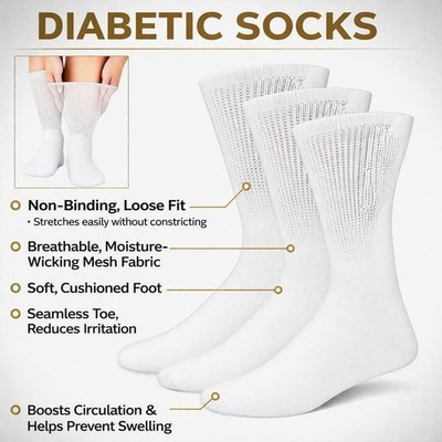 ZAAZ extra breite Bambus Diabetikersocken für Herren - lockere Oberseite für geschwollene Füße & Beine