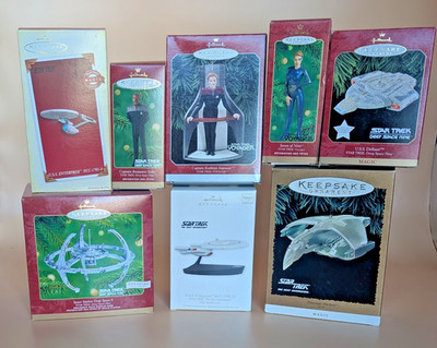 Star Trek Hallmark Keepsake Ornament Lot 8 DS9 Defiant Voyager Enterprise