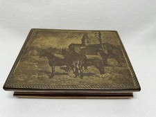 Vintage Dante Carpenter’s Bench Mahogany Jewelry Box Hunting Scene Equestrian