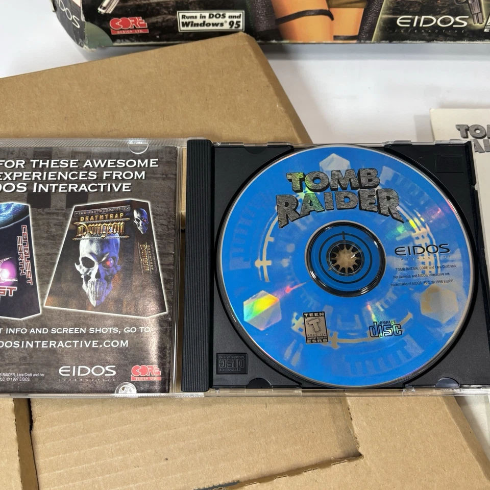 Tomb Raider/Tomb Raider 3 Trapezoid Box Big Box PC Game Vintage 1996-Complete - Image 3 of 4