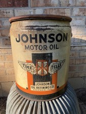 Rare Vintage Original Johnson Time Tells Gas Station Motor Oil 5 lb Can