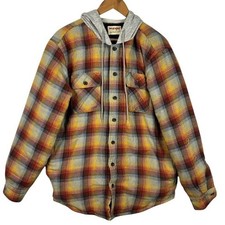 VTG Wrangler Men's Plaid Quilted Hooded Flannel Shacket Size L Grunge Y2K 90's