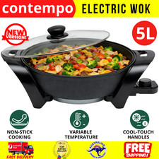 5L Electric Wok Non-Stick Family Size Cooker Portable Pan Wok Cooker with Lid